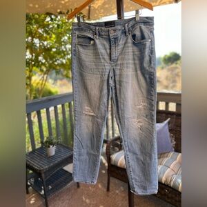 WHBM Light Wash Mid Rise Everyday Soft Girlfriend Jeans